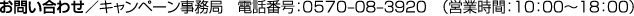 ₢킹^Ly[ǁ@dbԍF0570-08-3920icƎԁF10:00`18:00j