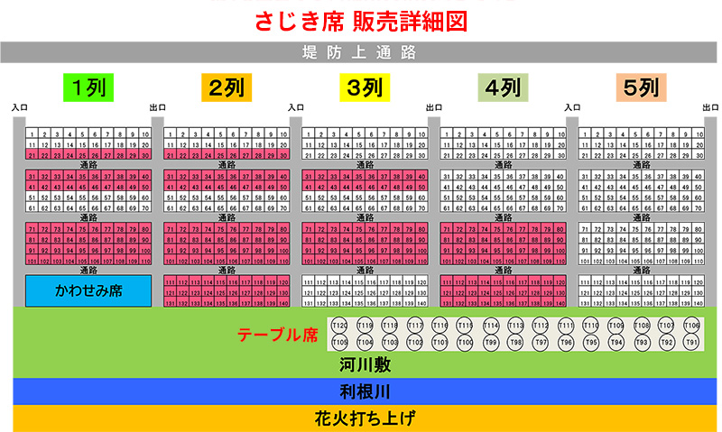 桟敷席座席配置図