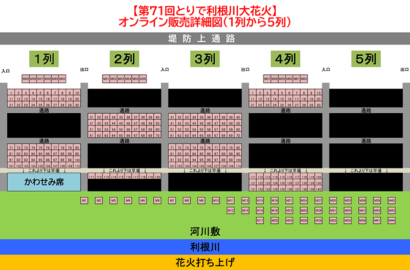 桟敷席座席配置図